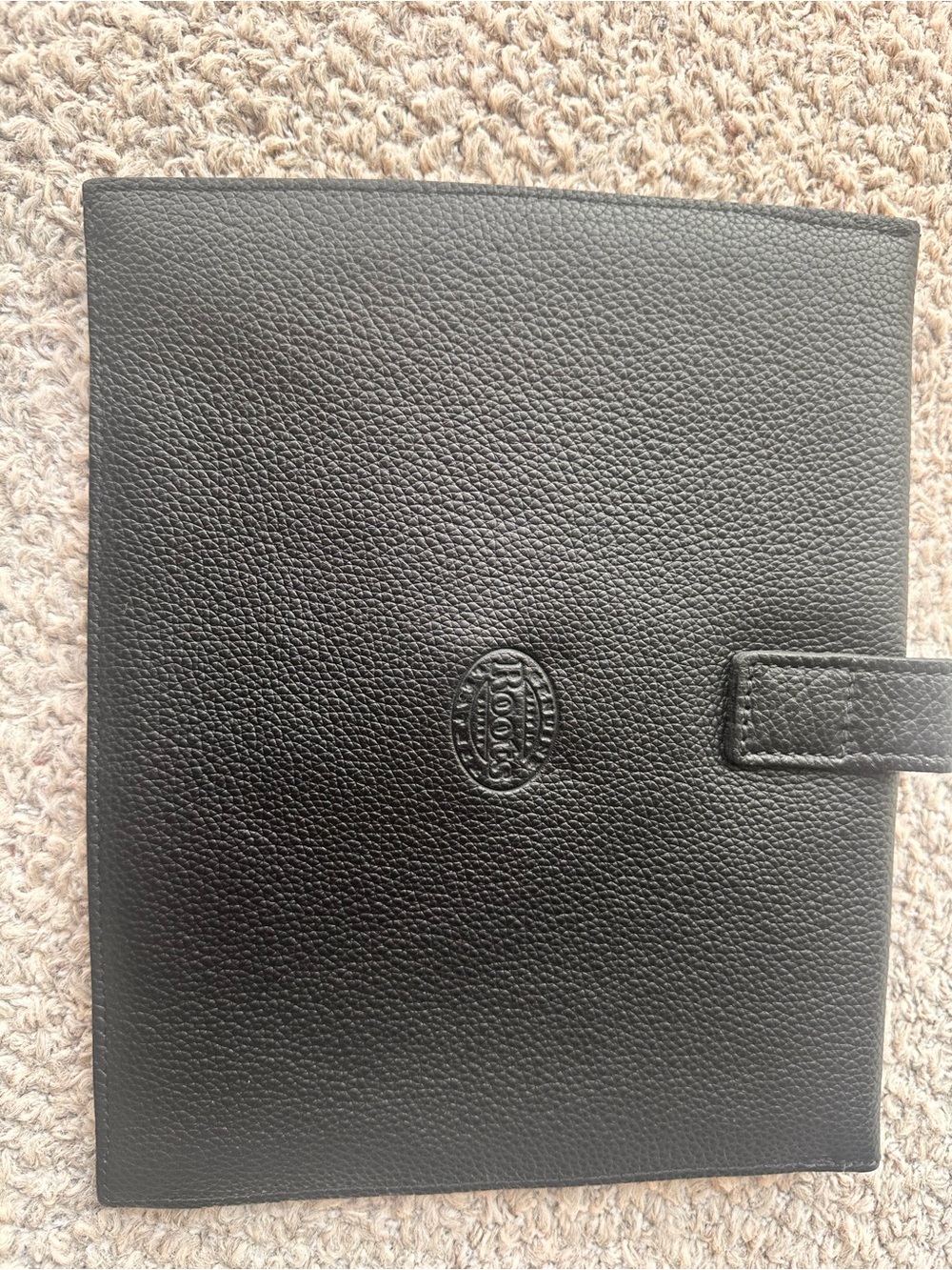 Roots Black Leather Tablet Case with Strap